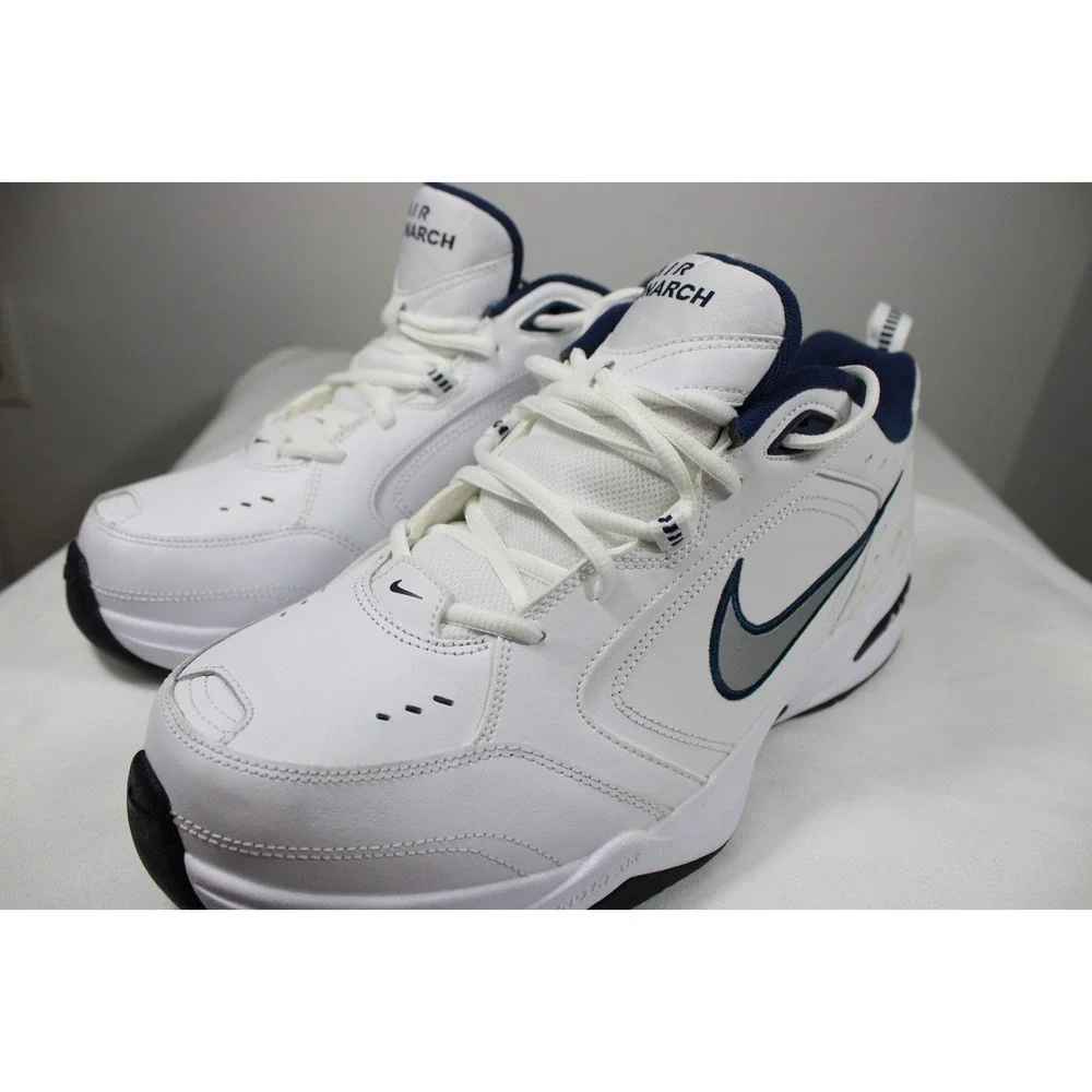 Nike Air Monarch IV Mens Training Shoes Sneakers Size 12 4E White Navy